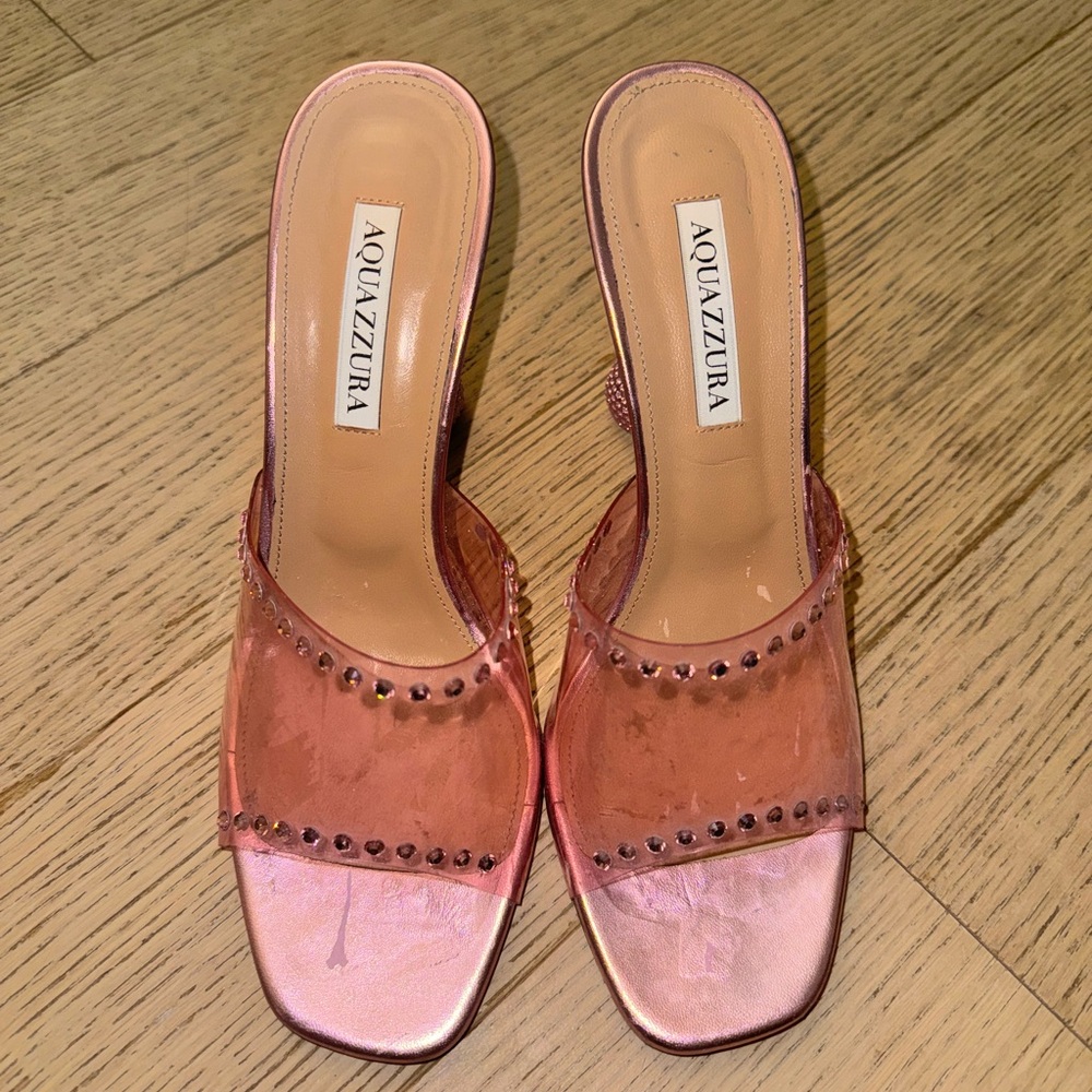 Aquazzura pink secrets 95 crystal embellished heels 39